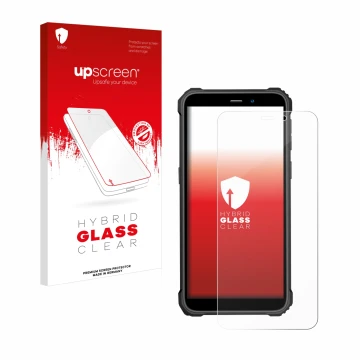 Front side of a product packaging with the brand logo upscreen. Next to it is the device Oukitel WP32 shown with the correspon