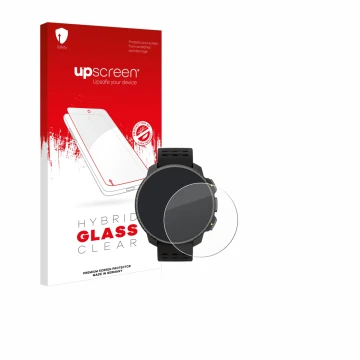 Front side of a product packaging with the brand logo upscreen. Next to it is the device Suunto Vertical Solar shown with the 