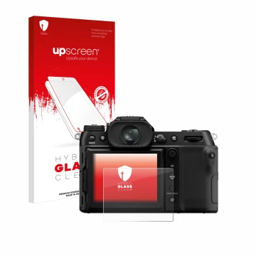 Front side of a product packaging with the brand logo upscreen. Next to it is the device Fujifilm GFX100S II shown with the co