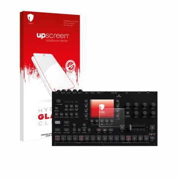 Front side of a product packaging with the brand logo upscreen. Next to it is the device Elektron Octatrack MKII shown with th