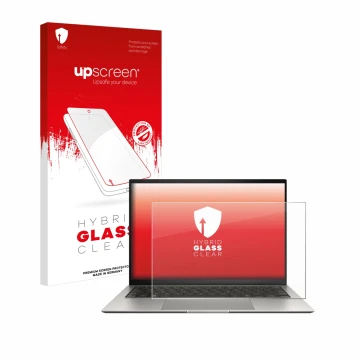 Front side of a product packaging with the brand logo upscreen. Next to it is the device ASUS ZenBook S 13 OLED UX5304 shown w