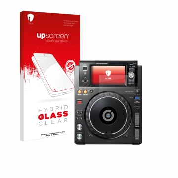 Front side of a product packaging with the brand logo upscreen. Next to it is the device Pioneer XDJ -1000MK2 shown with the c