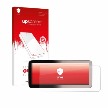 Front side of a product packaging with the brand logo upscreen. Next to it is the device Erisin ES46GC50-TDE 12,3