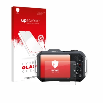 Front side of a product packaging with the brand logo upscreen. Next to it is the device Ricoh Pentax WG-1000 shown with the c