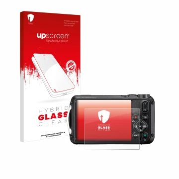 Front side of a product packaging with the brand logo upscreen. Next to it is the device Ricoh Pentax WG-8 shown with the corr