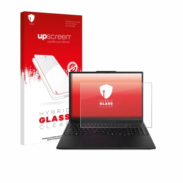 Front side of a product packaging with the brand logo upscreen. Next to it is the device Lenovo ThinkPad P16s Gen 3 shown with