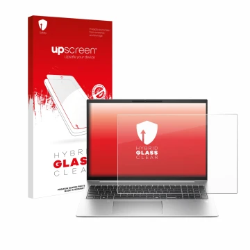 Front side of a product packaging with the brand logo upscreen. Next to it is the device HP EliteBook 845 G11 shown with the c