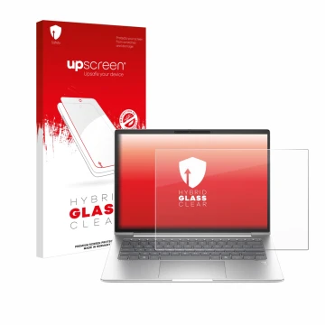 Front side of a product packaging with the brand logo upscreen. Next to it is the device HP EliteBook 645 G11 shown with the c
