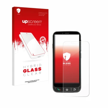 Front side of a product packaging with the brand logo upscreen. Next to it is the device SPC Zeus 4G Pro shown with the corres