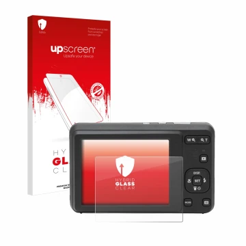 Front side of a product packaging with the brand logo upscreen. Next to it is the device Kodak Pixpro FZ55 shown with the corr