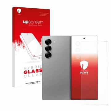 Front side of a product packaging with the brand logo upscreen. Next to it is the device Samsung Galaxy Z Fold 6 5G (Front+Cam