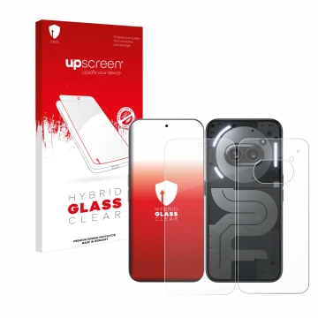 Front side of a product packaging with the brand logo upscreen. Next to it is the device Nothing Phone (2a) Plus (Front+Back) 