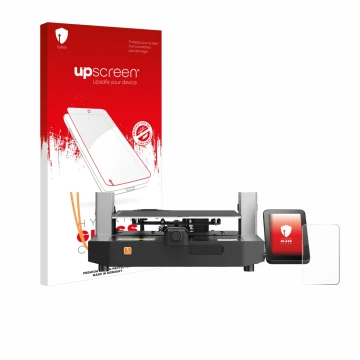 Front side of a product packaging with the brand logo upscreen. Next to it is the device Anycubic Kobra 3 shown with the corre