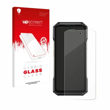 Front side of a product packaging with the brand logo upscreen. Next to it is the device Ulefone Armor 27T Pro shown with the 