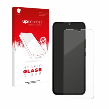 Front side of a product packaging with the brand logo upscreen. Next to it is the device Cubot A10 shown with the correspondin
