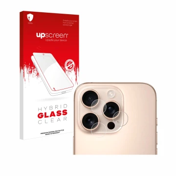 Front side of a product packaging with the brand logo upscreen. Next to it is the device Apple iPhone 16 Pro (ONLY Camera Lens