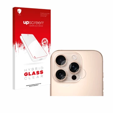 Front side of a product packaging with the brand logo upscreen. Next to it is the device Apple iPhone 16 Pro Max (ONLY Camera 