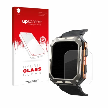 Front side of a product packaging with the brand logo upscreen. Next to it is the device Findtime Smartwatch 1.83