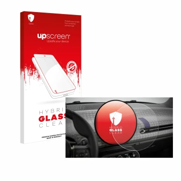 Front side of a product packaging with the brand logo upscreen. Next to it is the device Mini Cooper Electric BJ 2024 shown wi