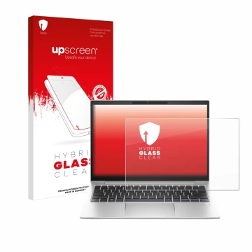 Front side of a product packaging with the brand logo upscreen. Next to it is the device HP EliteBook 830 G11 shown with the c