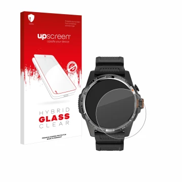 Front side of a product packaging with the brand logo upscreen. Next to it is the device Mobvoi Ticwatch Atlas shown with the 