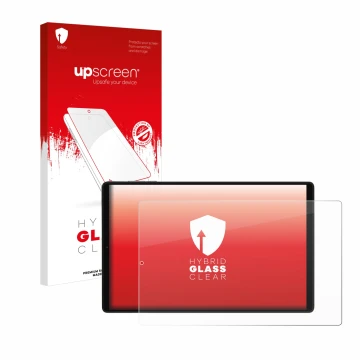 Front side of a product packaging with the brand logo upscreen. Next to it is the device Pixpeak M820 10.1