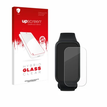 Front side of a product packaging with the brand logo upscreen. Next to it is the device Xiaomi Smart Band 9 Active shown with
