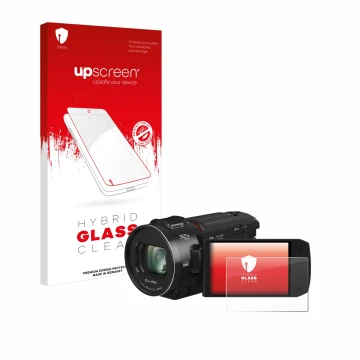 Front side of a product packaging with the brand logo upscreen. Next to it is the device Panasonic HC-VX3 shown with the corre