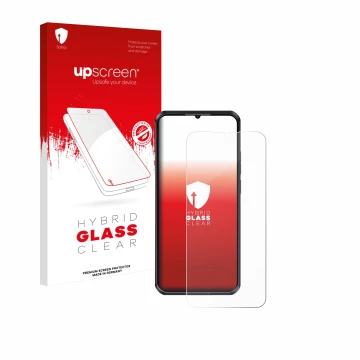 Front side of a product packaging with the brand logo upscreen. Next to it is the device Oukitel WP52 shown with the correspon