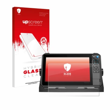 Front side of a product packaging with the brand logo upscreen. Next to it is the device Lowrance HDS-9 Pro shown with the cor