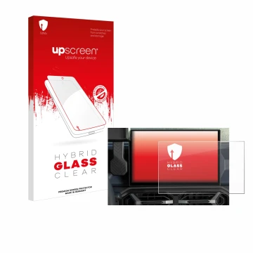 Front side of a product packaging with the brand logo upscreen. Next to it is the device Dacia Duster Infotainment System (202