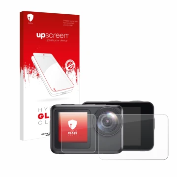 Front side of a product packaging with the brand logo upscreen. Next to it is the device Akaso Brave 7 LE shown with the corre