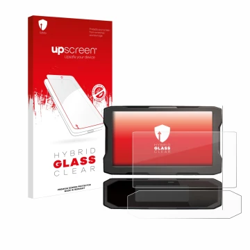 Front side of a product packaging with the brand logo upscreen. Next to it is the device Honda CRF1100L 2024 Speedometer displ