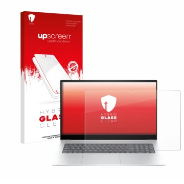 Front side of a product packaging with the brand logo upscreen. Next to it is the device HP Envy 17-da0777ng shown with the co