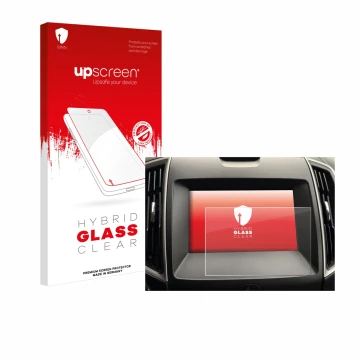 Front side of a product packaging with the brand logo upscreen. Next to it is the device Ford Galaxy Infotainment Sync 3 (2019