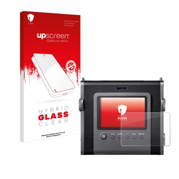 Front side of a product packaging with the brand logo upscreen. Next to it is the device Fujifilm Instax Wide Evo shown with t