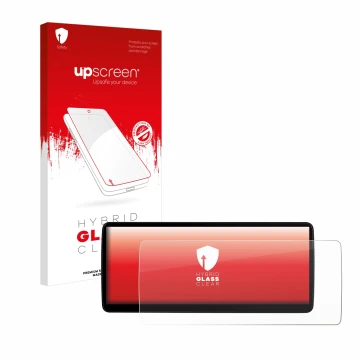 Front side of a product packaging with the brand logo upscreen. Next to it is the device Xtrons QLB22X3UNL 12,3
