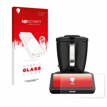 Front side of a product packaging with the brand logo upscreen. Next to it is the device Vorwerk Thermomix TM7 shown with the 