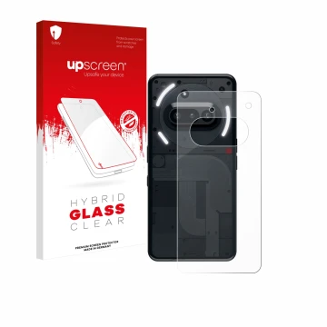 Front side of a product packaging with the brand logo upscreen. Next to it is the device Nothing Phone (3a) (Back) shown with 