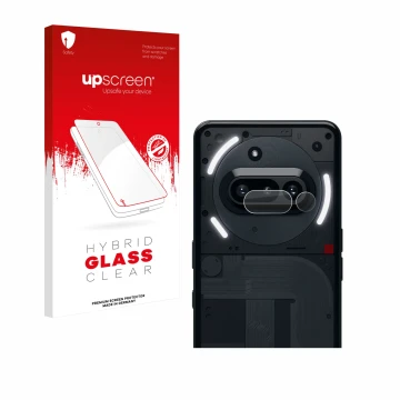 Front side of a product packaging with the brand logo upscreen. Next to it is the device Nothing Phone (3a) (ONLY Camera Lens)