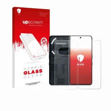 Front side of a product packaging with the brand logo upscreen. Next to it is the device Nothing Phone (3a) (Front+Back) shown