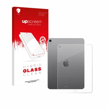 Front side of a product packaging with the brand logo upscreen. Next to it is the device Apple iPad Air 11