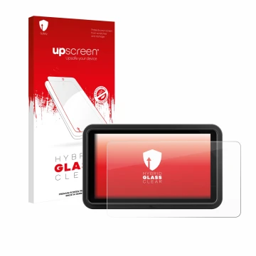 Front side of a product packaging with the brand logo upscreen. Next to it is the device Atomos Shinobi Go shown with the corr