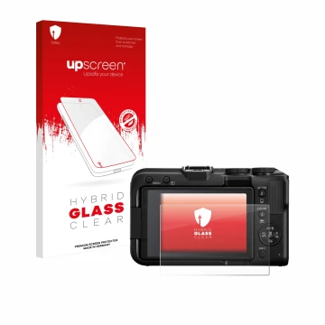 Front side of a product packaging with the brand logo upscreen. Next to it is the device Canon EOS R50 V shown with the corres