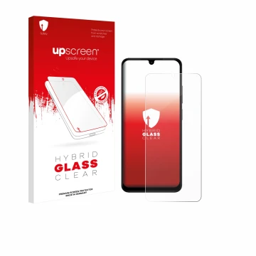 Front side of a product packaging with the brand logo upscreen. Next to it is the device Xiaomi Redmi A5 shown with the corres