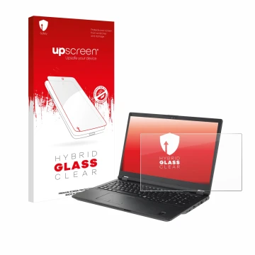 Front side of a product packaging with the brand logo upscreen. Next to it is the device Fujitsu Lifebook U7511 shown with the