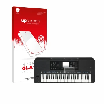 Front side of a product packaging with the brand logo upscreen. Next to it is the device Yamaha PSR-SX720 shown with the corre