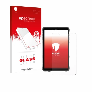Front side of a product packaging with the brand logo upscreen. Next to it is the device Ulefone Armor Pad Pro shown with the 