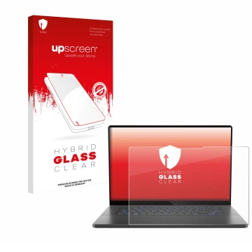 Front side of a product packaging with the brand logo upscreen. Next to it is the device ASUS ROG Zephyrus G16 2025 shown with