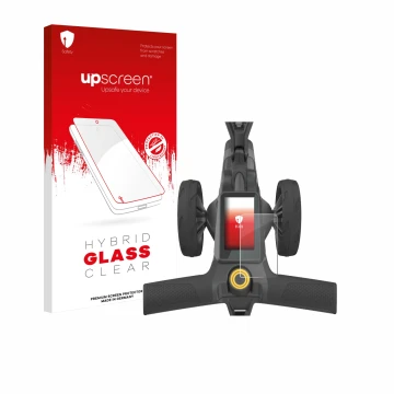 Front side of a product packaging with the brand logo upscreen. Next to it is the device PowaKaddy CT10 shown with the corresp